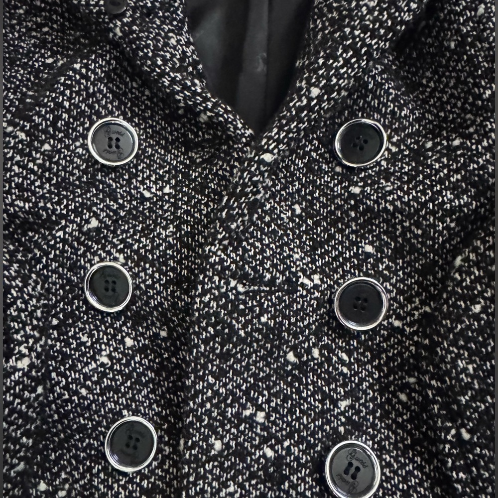 Guess black & white tweed coat with belt Size M #tweed #outerwear - Picture 3 of 5